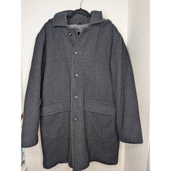 Claiborne Mens Heavy Thick Blk 100% Wool Coat Outerwear XL